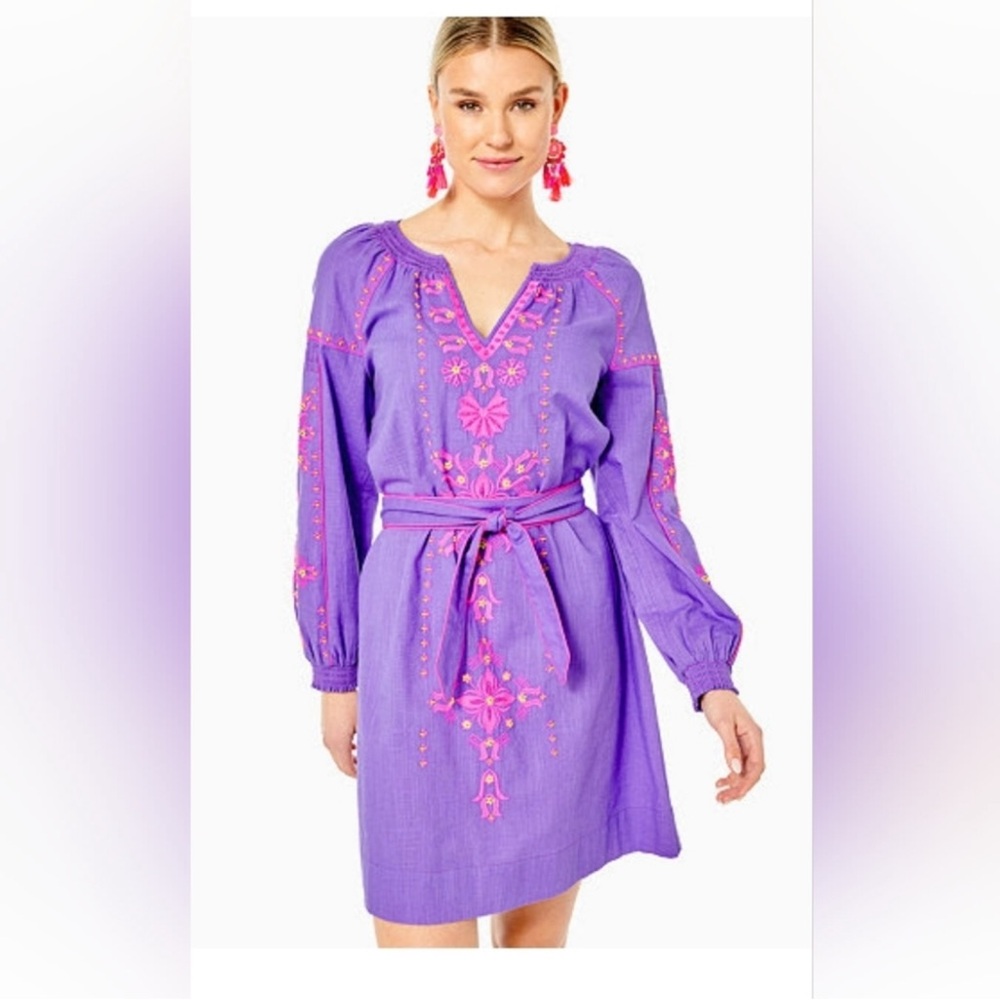 NWT Lilly Pulitzer Vibrant Purple Long Sleeve Dress size 14